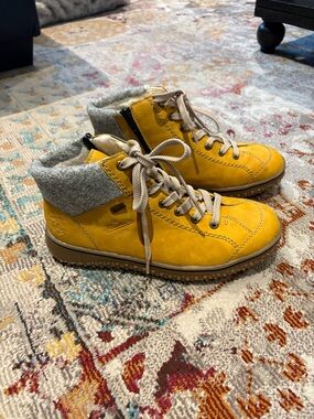 Rieker Cordula Suede Ankle Boot with Gray Wool Trim